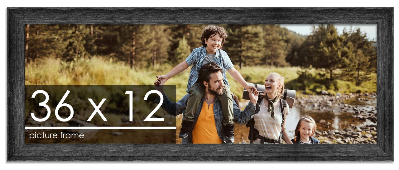 36x12 Wide Barnwood Picture Frame with UV-Resistant Acrylic & Acid Free Backing, Available in 6 Paint Finishes - Grey, Brown, White, and Black